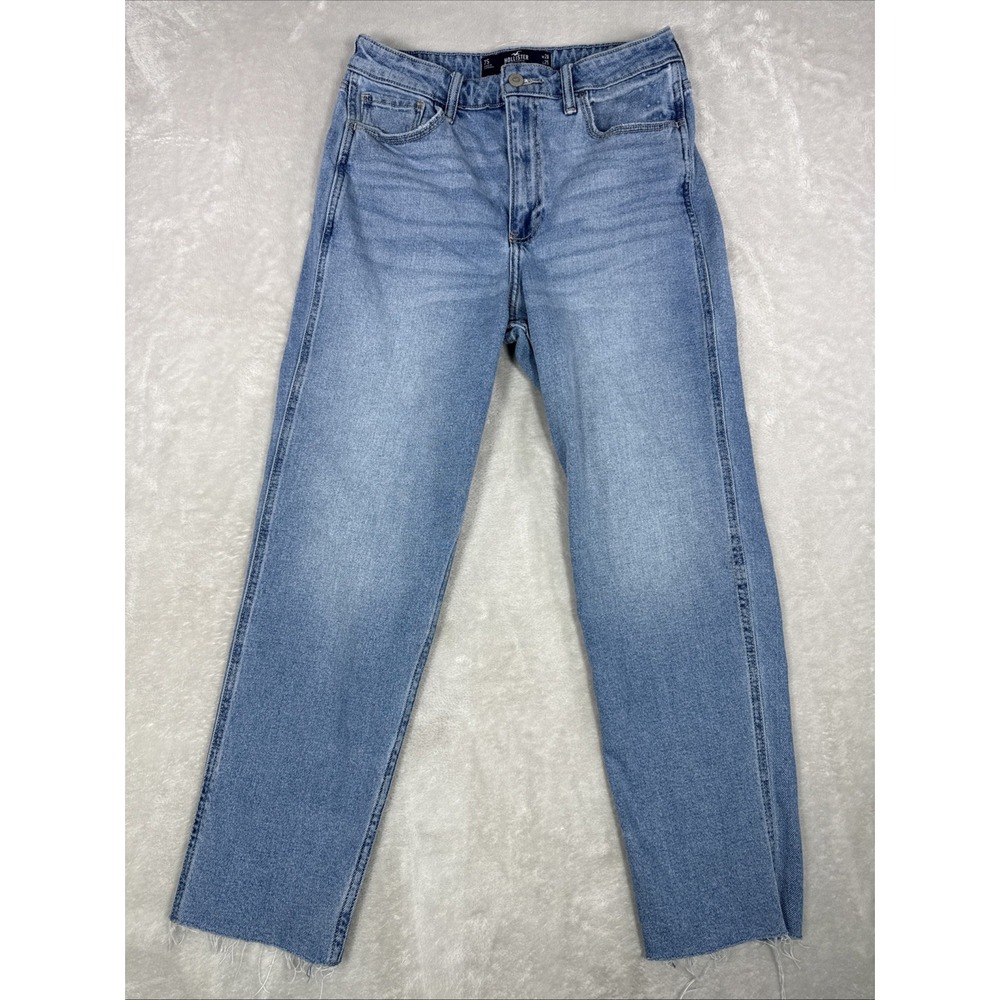 Hollister Ultra High Rise Mom Jean Raw Hem Womens Size 7S 28X25 Light Wash